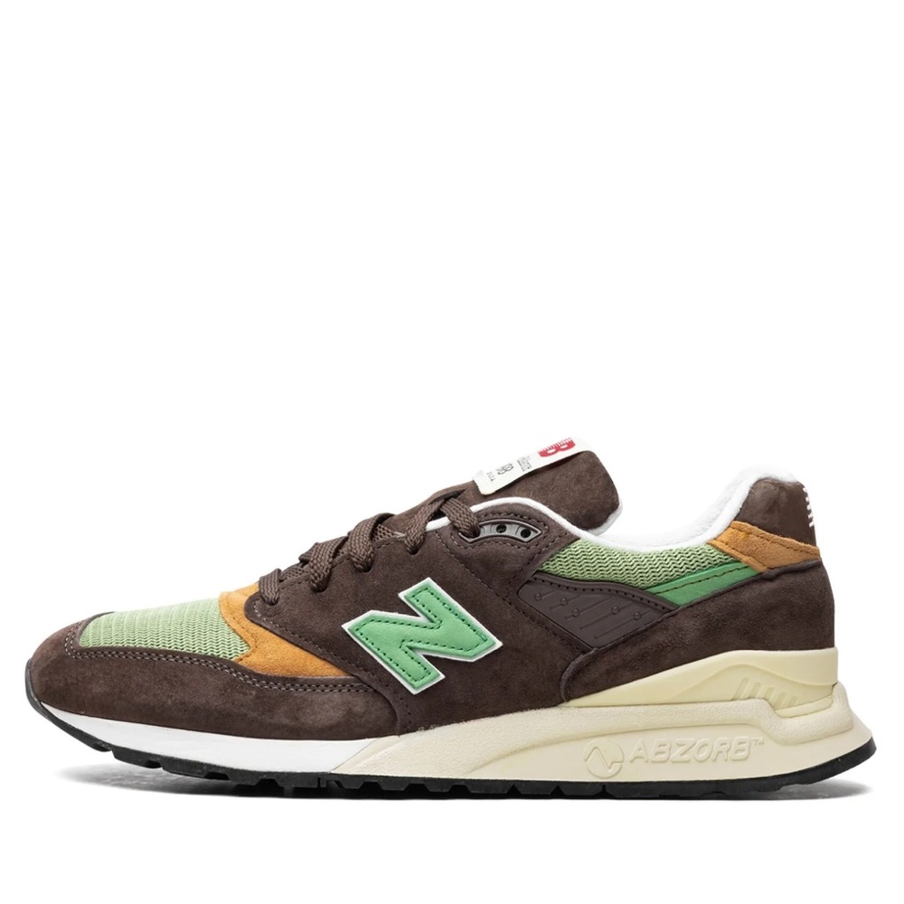 New Balance 998 Made in USA Brown and Green Sneakers